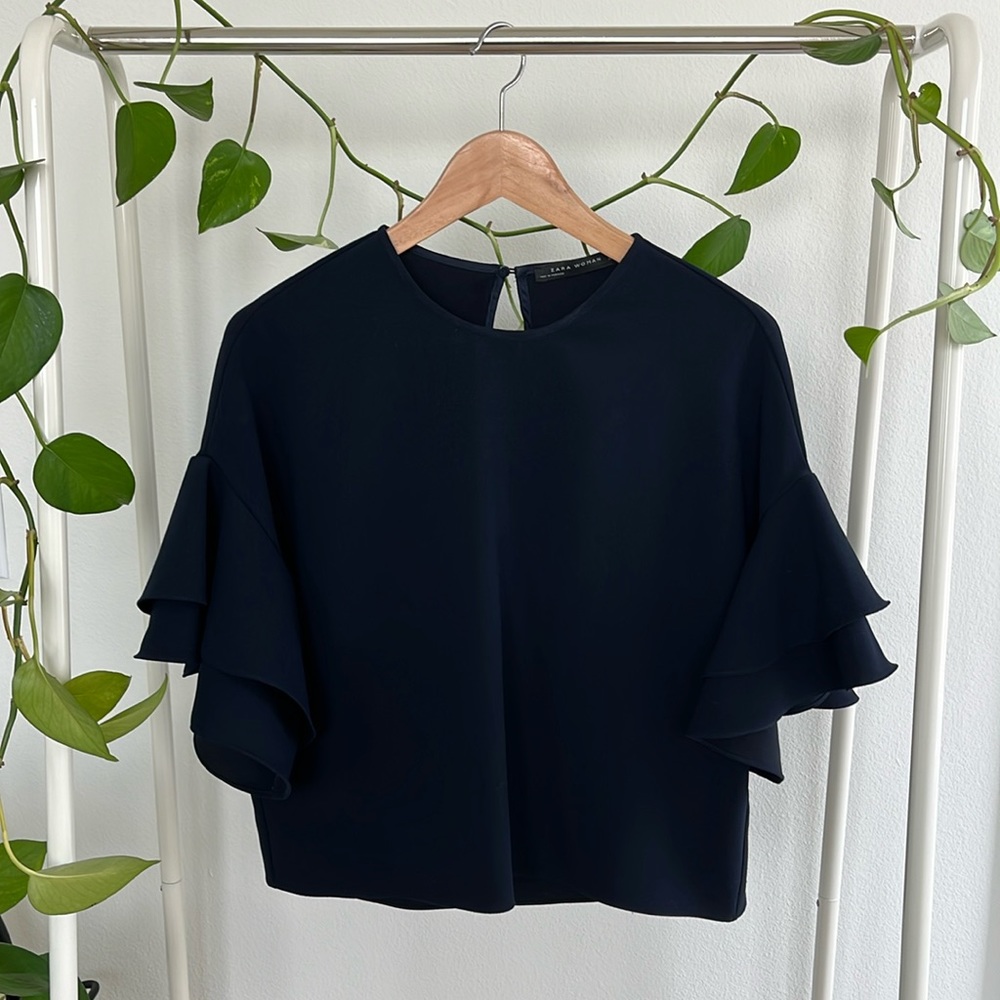 Zara Navy Blue Blouse XS